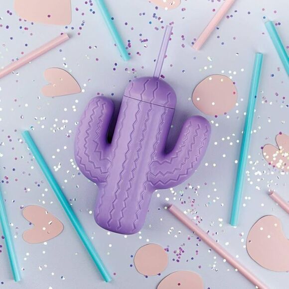 Brand New Pink Sky Cactus Cup 21 OZ Drinking Cup with Straw in Purple 🌵 - Picture 3 of 8